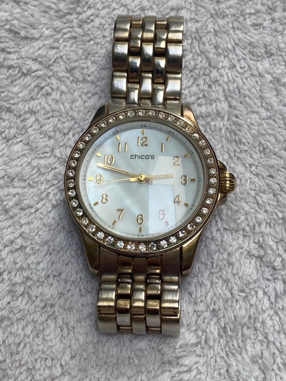 Chico's Gold Tone Rhinestone Enhanced Watch.